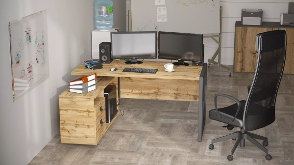 Рабочий стол Хардвиг СР01/L ЛДСП дуб вотан (KL) | Интернет магазин Масса Мебель