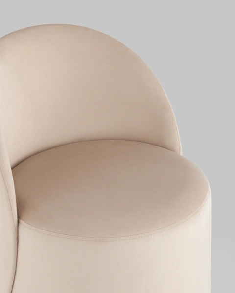 Пуф вращающийся со спинкой Loreen велюр молочный (SG) | Интернет магазин Масса Мебель