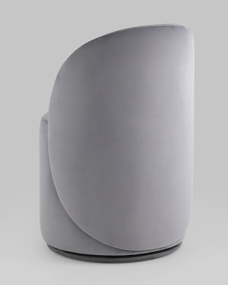 Пуф вращающийся со спинкой Loreen велюр серый (SG) | Интернет магазин Масса Мебель